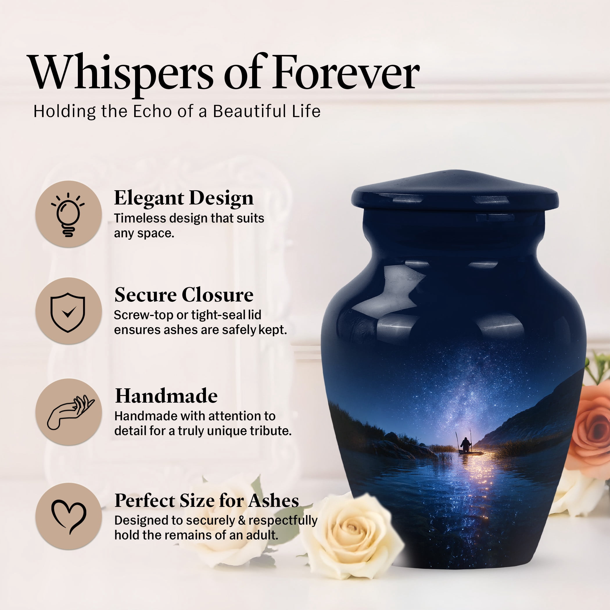 JAGSHASHI Fishing Mini Keepsake Sharing Urn – Small Cremation Urns For Human Ashes Adult Man or Pet Ashes – Funeral Token Urn with Velvet Box – Fisherman Memorial Tribute for Families (Blue 3 Inch)