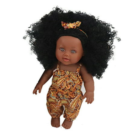 Cute Baby Black Girl Doll With Curly Hair For Baby Toddler