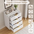 thumbnail image 4 of Fluted Dresser for Bedroom with 4 Drawers, 36.85" Tall Modern Chest of Drawers with Metal Handle, Wooden Closet Clothes Storage Organizer for Living Room, Hallway, White, 4 of 8