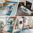 thumbnail image 5 of 2'x6' Rug Runners for Hallways Kitchen, Coastal Octopus Non Slip Entryway Beside Floor Carpet Runner, Vintage Beach Teal Coral Nautical Washable Laundry Room Bedroom Throw Rugs Mat for Family Pet, 5 of 8