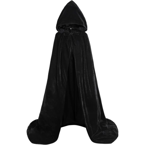 ALIZIWAY Capa con capucha reversible de terciopelo forrada con satén renacentista medieval Halloween Navidad Cosplay disfraz