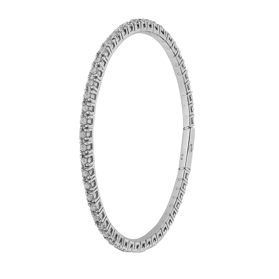 Sterling Silver 925 Platinum Plated Bangle Bracelet with 5A CZ Stones, Non-Tarnish