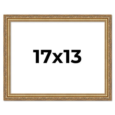 17x13 Frame Gold Solid Wood Picture Frame Width 1.25 Inches | Interior Frame Depth 0.375 Inches |