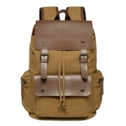 KAUKKO Vintage Canvas Backpack-Large Capacity, Multi-Functional Durable Outdoor Rucksack-BROWN, 20L