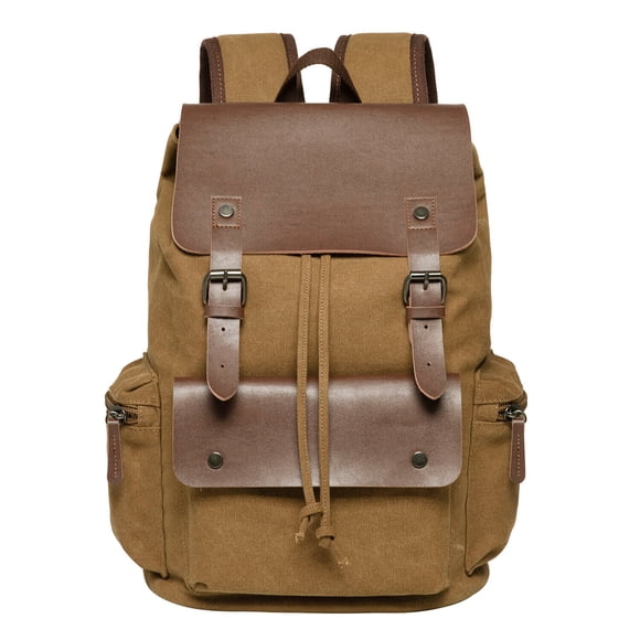 KAUKKO Mochila de lona vintage-Gran capacidad, mochila multifuncional duradera para exteriores-MARRÓN, 20L