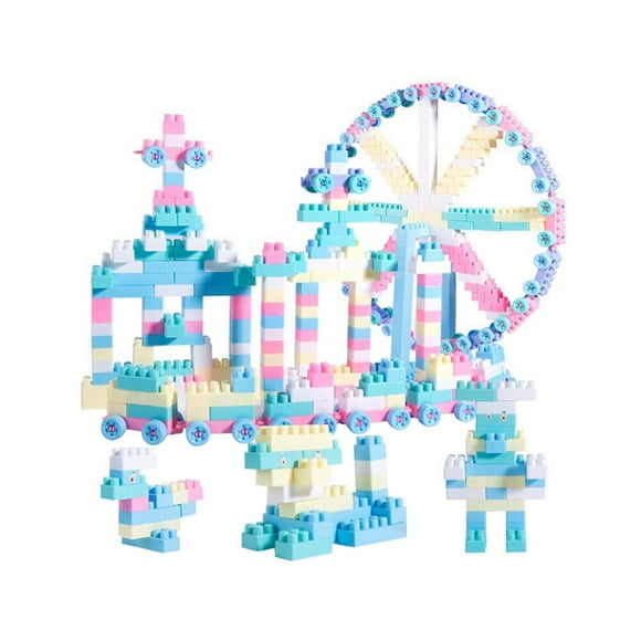 Amusement park brick 100pcs Mini Blocks Amusement Park Brick Building Blocks Toys for Kids Assembly DIY Children Street City View Educational 3d Model(Mixed Colors)