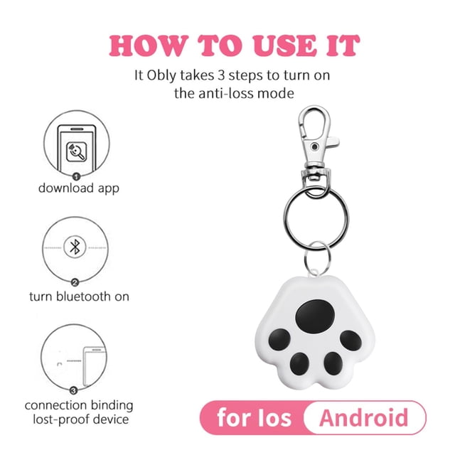 Mini Localisateur de Clés Portable en Temps Réel, Dispositif de Recherche en Temps Réel avec Pendentif Lanière, Dispositif Bluetooth Anti-Perte, Localisateur Sans Fil