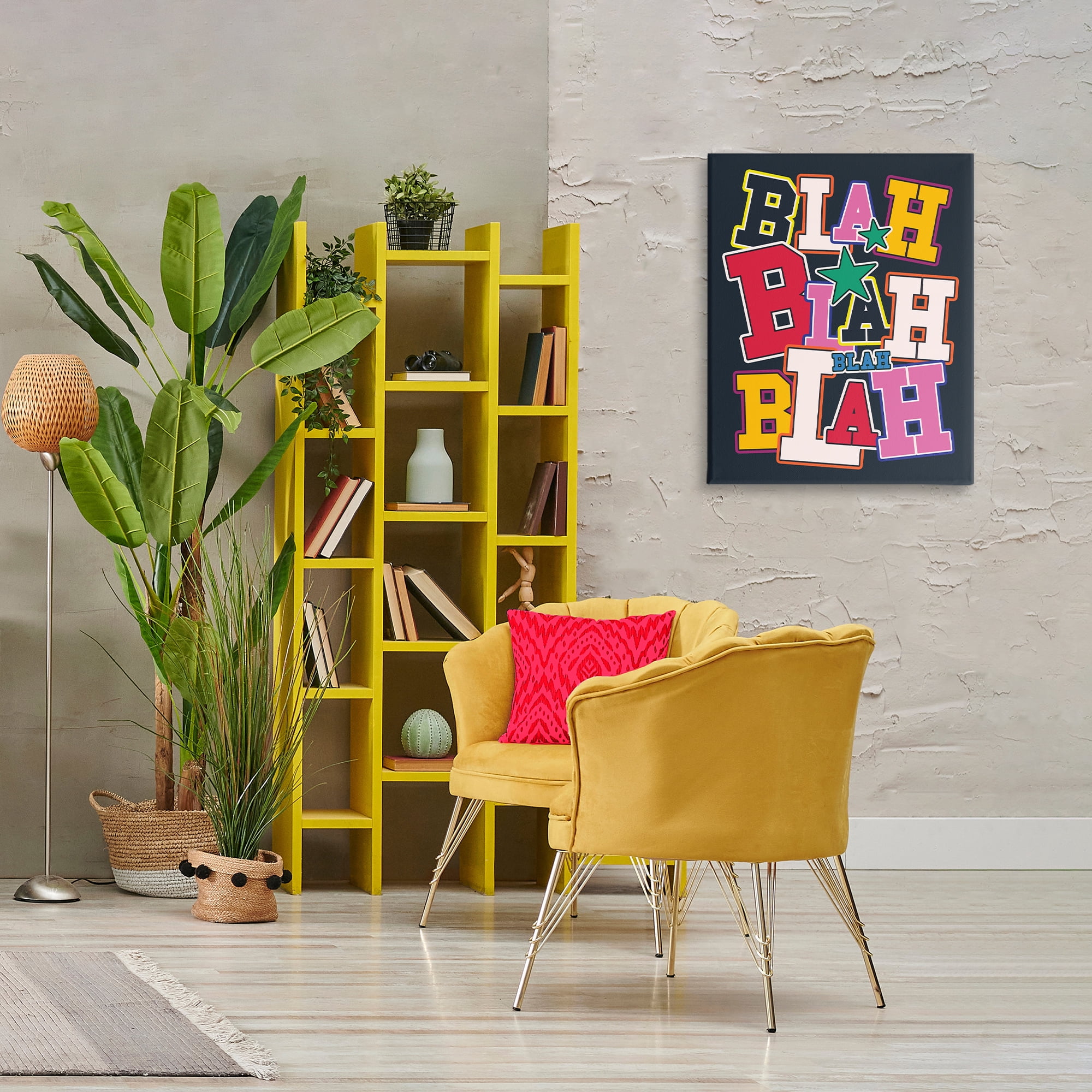 Stupell Industries Bold Blah Blah Text Text & Numbers Painting Wrapped Canvas Art Print Wall Art, 24 x 30