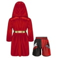 thumbnail image 2 of Yartina Kids Boys 3 Piece Metallic Satin Hooded Robe with Belt and Shorts Set Boxing Boxing Costume B3 10, 2 of 5