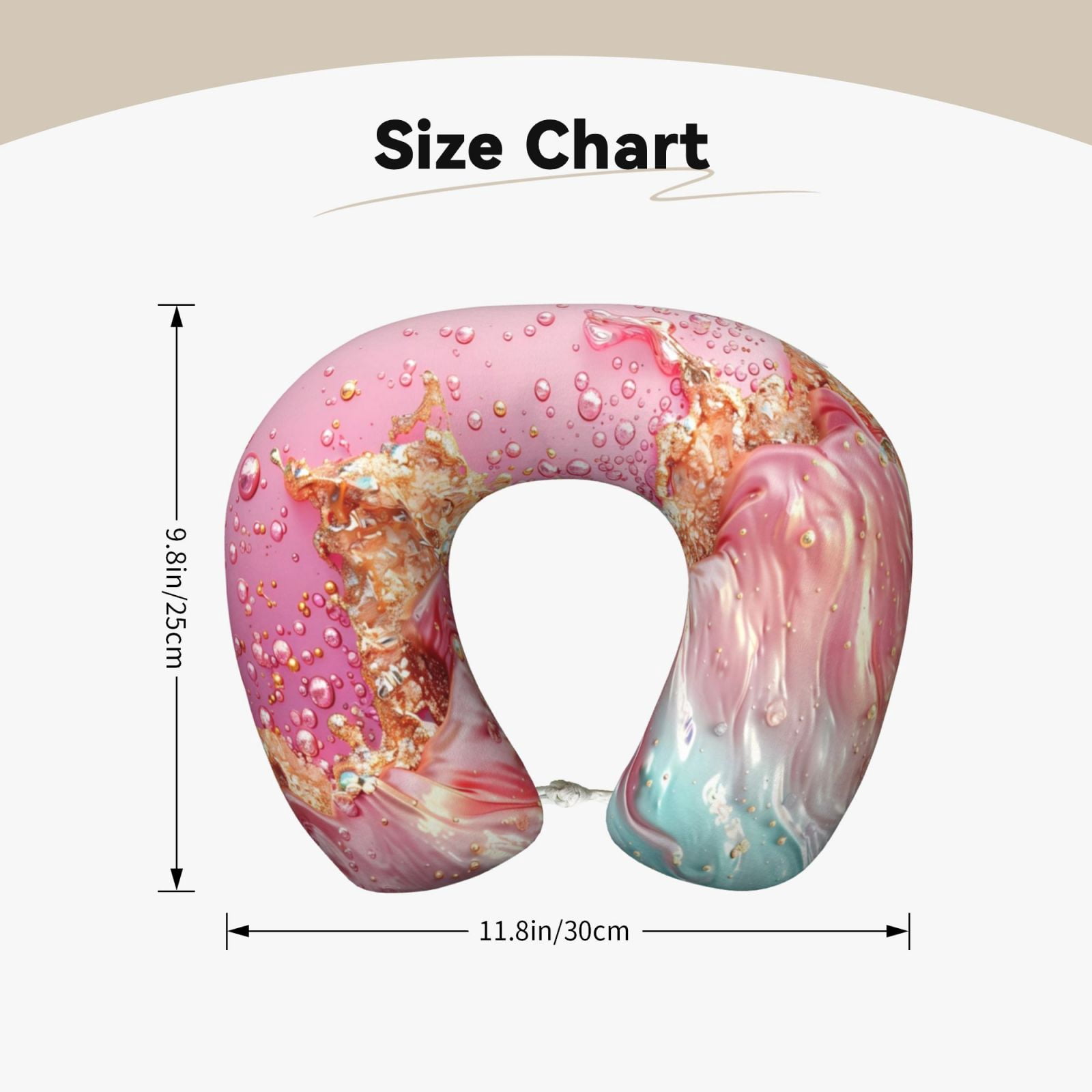 Xecao Abstract Pink Gold Splash Print Memory Foam Cervical Neck Pillow Versatile U-Shaped Pillows for Home,Office,Camping,Travelling,Soft Washable Cover