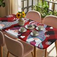 thumbnail image 3 of Christmas Gnomes Table Cloths for 5 Foot Rectangle Tables, Buffalo Plaid Xmas Winter Snowflakes Patio Waterproof Elastic Fitted Tablecloths, Washable Rectangular Table Cover for Camping, 3 of 8