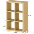 thumbnail image 5 of Bookshelf with Storage Bin, 6-Cube Storage Organizer, Modern Wood Open Bookcase, Multifunctional Display Shelf for Living Room, Bedroom, Home Office, Oak, 5 of 6
