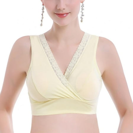

Women s Nursing Bra Lace Breastfeeding Tank Wireless Bralette for Pregnancy Wide Shoulder Straps Bra
