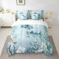 thumbnail image 2 of Pike Fish Bed in a Bag Queen Comforter Set 7 Piece,Teal Blue Ocean Beach Coastal Bedding Set Starfish Octopus Sheet Sets with Comforter Underwater Creature Coral Bed Set,Kawaii Fish Room Decor, 2 of 4