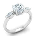 thumbnail image 2 of Dash Jewel 1.8 Ct Lab Created Diamond Ring - 14K White Gold Plated Round Cut 3 Stone Engagement Ring for Women - Beautiful Gift for Her - Celebrate Your Love Story with Elegance, 2 of 5