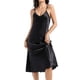 thumbnail image 1 of Camisón largo de satén Luxtrada para mujer, de seda, con cuello en V (negro, talla S), 1 of 8
