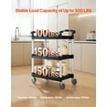 thumbnail image 3 of ndustrial 3-Tier Utility Cart with Wheels, 300 lbs Load Capacity - Durable Service Cart for Warehouse, 3 of 4