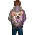 thumbnail image 6 of Kll Unisex Kids Boys Girls Hooded Pocket Pullover Hoodies-Dog In Lavender Flowers, 6 of 9