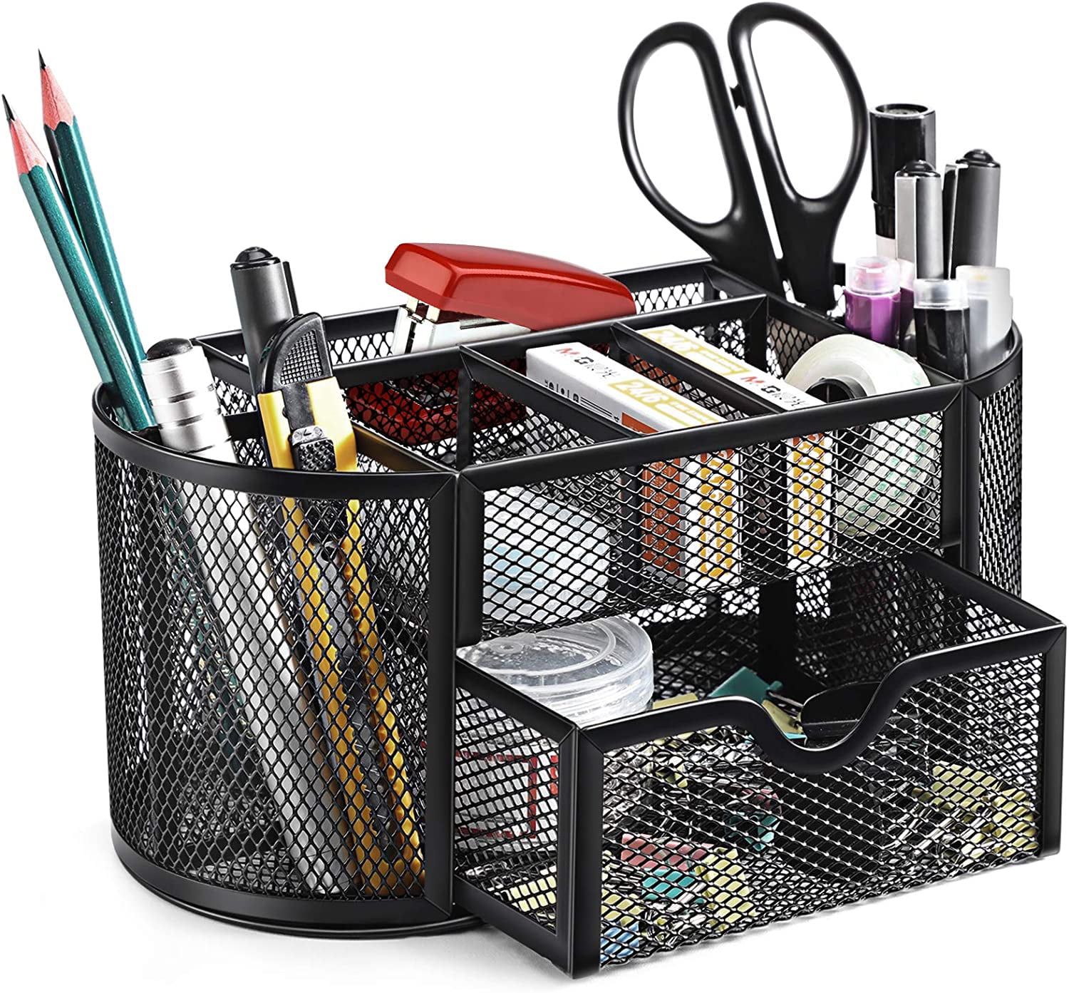Desktop Metal Storage Mesh With Large Drawers Fit For Pencil And Pen Holders US 