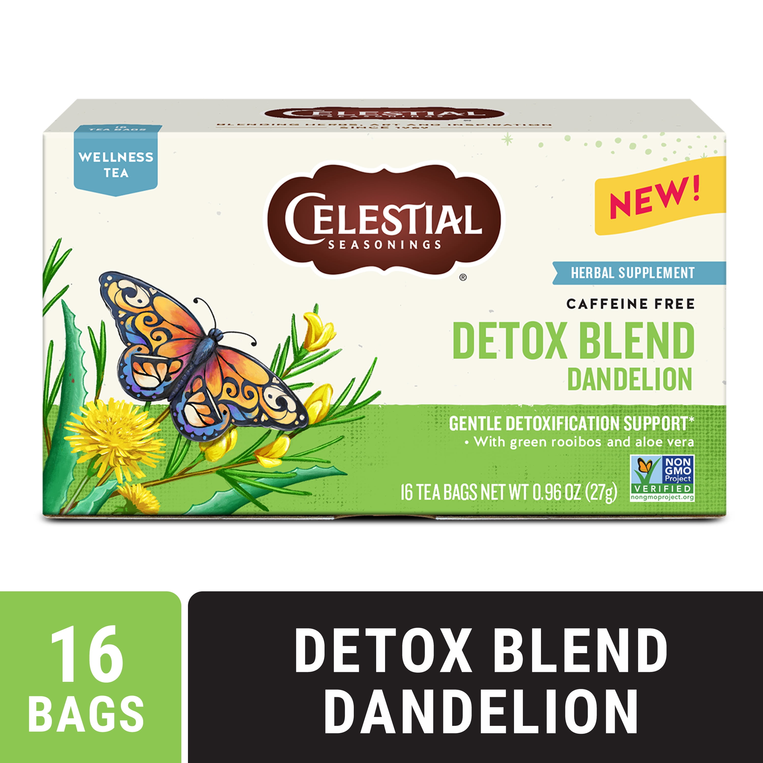 (6 pack) Celestial Seasonings Wellness Detox Blend Dandelion Herbal Tea Bags (16 Count)