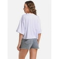 thumbnail image 2 of Women's Loose Fit Crop Tee - Short Sleeve Crew Neck Casual T-Shirt - Summer Comfort Top, 2 of 4