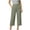 #02 Green 【Mix & Match: Stock Up on Your Favorite Colors】, variant on Women's Casual Solid Cotton Blend 3/4 Length Pants, Elastic Waist Pull-On Trousers with Pockets, Comfortable Mid-Rise Capris for Everyday Wear, Summer Walking, Office, Travel, &