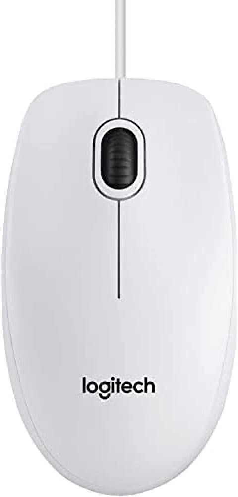 Logitech B100 Optical Mouse, USB Mouse - White