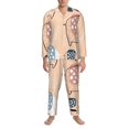 thumbnail image 3 of Balery Cute Ink Drawn Elephants Pijama para Hombre de Dos Piezas con Manga Larga, Conjunto de Dormir y Descanso Suave con Bolsillos-Small, 3 of 7