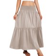 thumbnail image 6 of Womens Skirt Fashion Women‘s Solid Color Casual Elasticity High Waist Tiered Skirts Skirts for Women Khaki L, 6 of 9