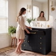 thumbnail image 4 of Homall 36'' Bathroom Vanity with Ceramic Sink, Freestanding Bathroom Cabinet with 5 Drawers & 1 Door, Modern Bathroom Vanity, Black, 4 of 8