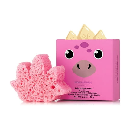 SPONGELLÉ Spongesaurus, Kids Cleansing Sponge with Built-In Body Wash, Sally Stegosaurus
