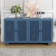 thumbnail image 3 of Buffet Sideboard with 4 Hollow Doors, Buffet Cabinet with Wire Management Holes, TUANLUO Sideboard Cabinet with Adjustable Shelves, Wood Storage Cabinet Furniture for Kitchen Dining Room, Blue, 3 of 10