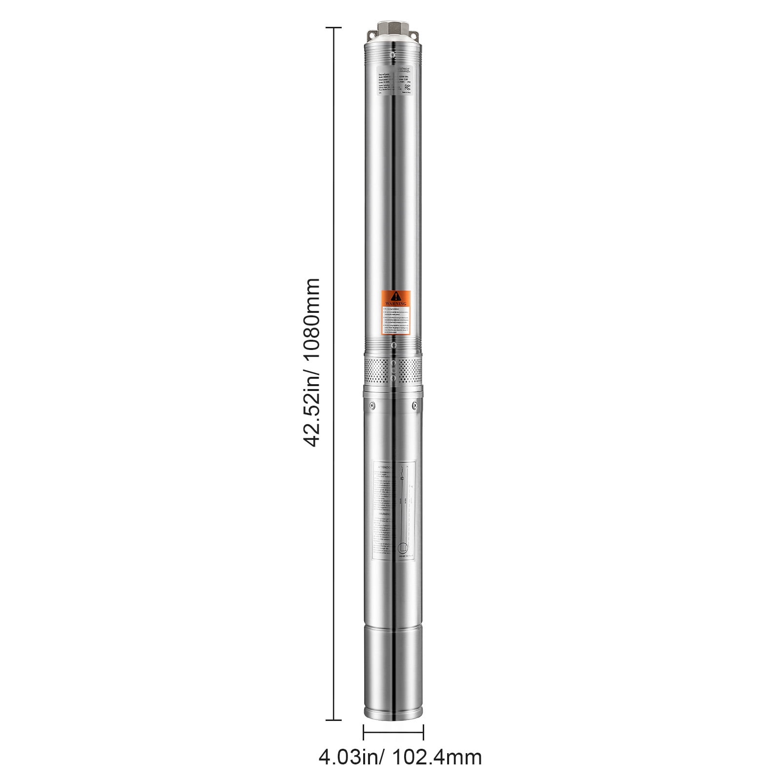 KFFKFF 2 HP Deep Well Pump, 31.7 GPM Water Flow, Max. Lift of 450ft, Submersible Water Pump with 9.84ft Cord, NPT 1.25" Stainless Steel Pump for Industry, Irrigation, 115V