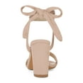 thumbnail image 3 of BLISSFUL STEP Women's Sandals Ankle Tie Back Open Toe Block Heels Nude 8, 3 of 8