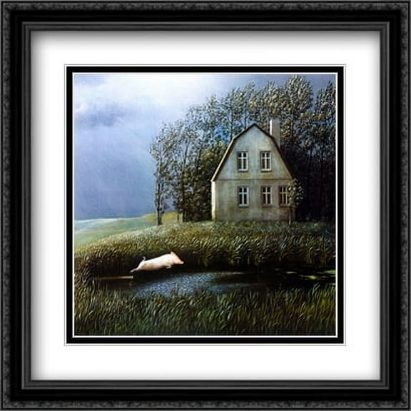 Kohler's Schwein (Autumn) 2x Matted 32x24 Large Black Ornate Framed Art Print by Michael Sowa