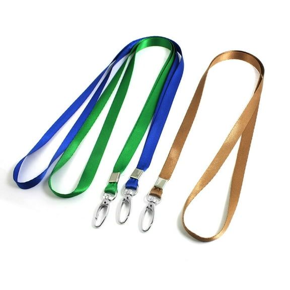 Unique Bargains 3 Pcs Blue Green Brown Nylon String Keys Card Holding Neck Lanyard 16.1" Long