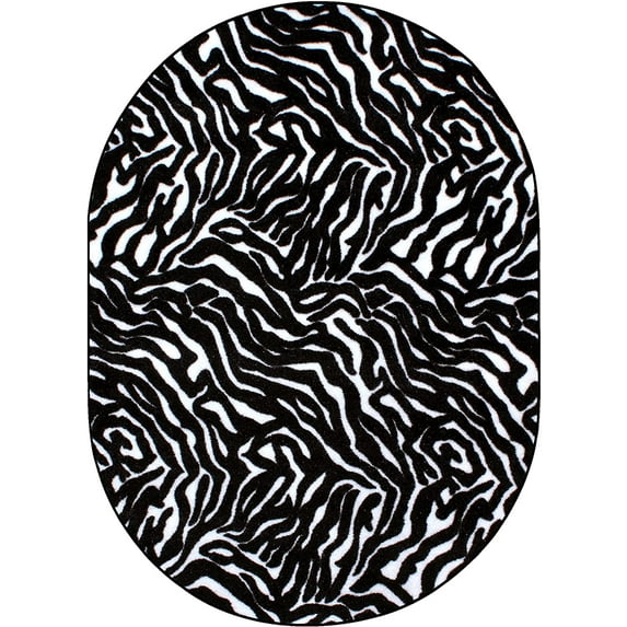 Animal Collection Custom Size Animal Print Area Rug for Living Room, Dining Room, Kitchen, Bedroom, Kids, Zebra Migrant Beauty - 7' x 9' Oval