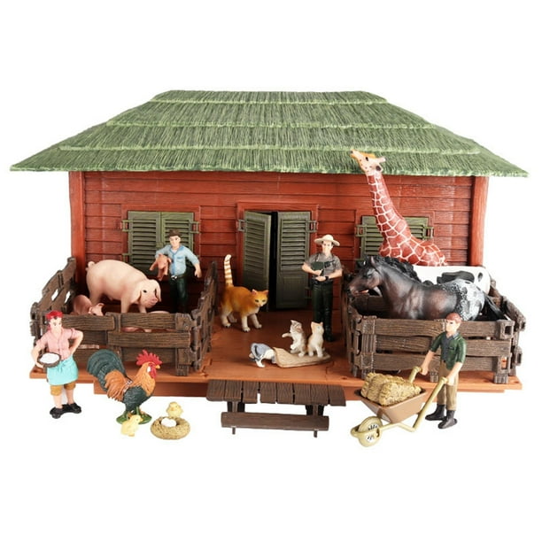 Juego De Establo Con Caballos En Miniatura | Figura De Granero Para Niños