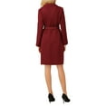 thumbnail image 3 of Vestido de tweed para mujer INSPIRE CHIC, vestido blazer de doble botonadura con mangas largas y cinturón, 2XL rojo, 3 of 5