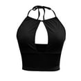 thumbnail image 5 of vigerkar Women's Sexy Criss Cross Halter Neck Crop Tops Trendy Sleeveless Y2K Nightout Clubwear Tank Tops Black, S, 5 of 5