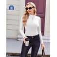 thumbnail image 3 of Ekouaer Women's Mock Turtleneck Long Sleeve Shirts Fall Ribbed Tops Fleece Basic Layering Soft Thermal Undershirts Tee, 3 of 7
