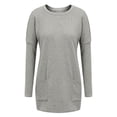 thumbnail image 3 of FASHIONWT Round Neck Long Sleeve Stitching Casual Pocket T-Shirt Top Women's Clothing, 3 of 4