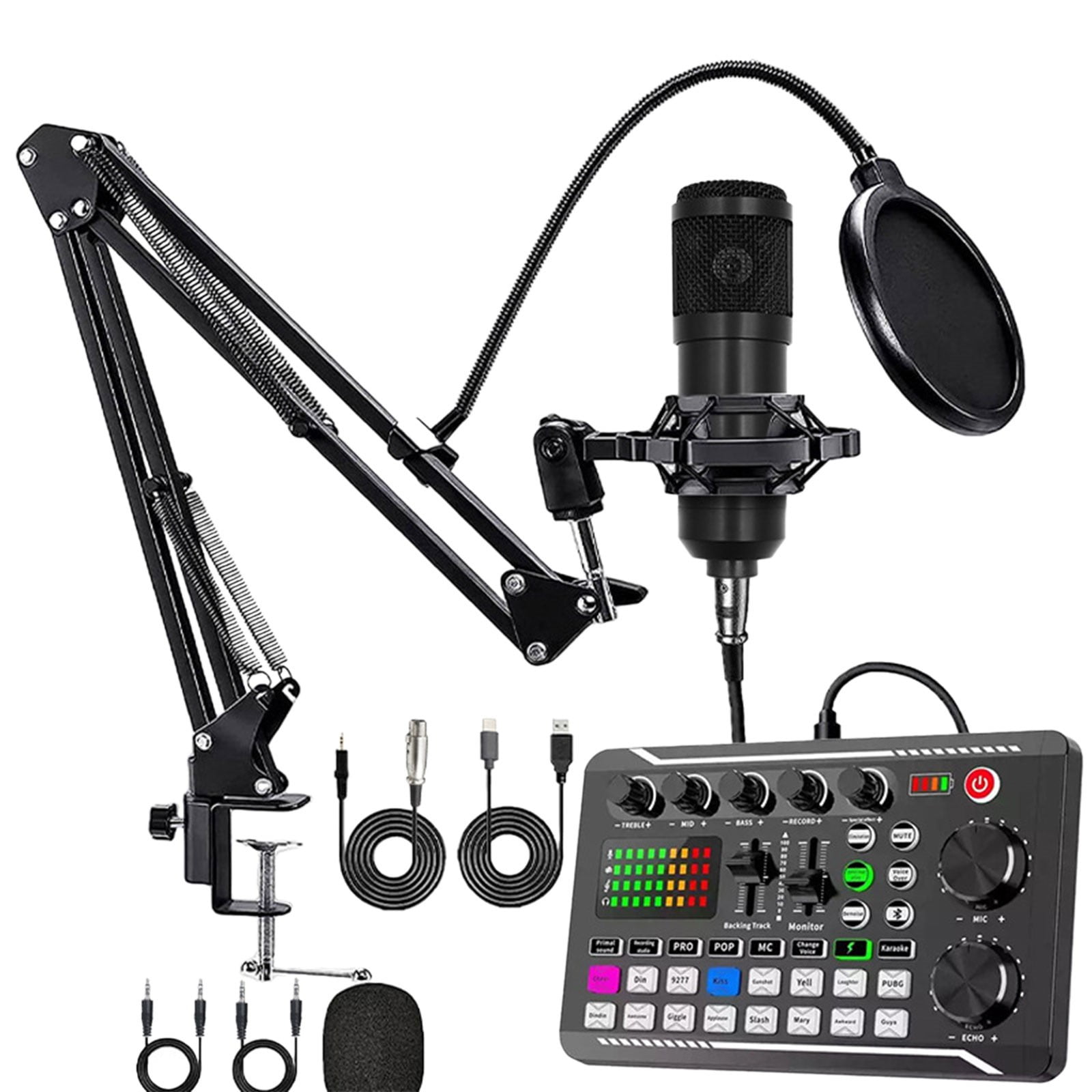 Podcast Equipment Bundle, Recording Studio Package with Podcast Microphone and Voice Changer, Studio Condenser Microphone for Podcasting, Recording, Singing, Streaming and Gaming