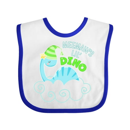 

Inktastic Meemaw s Lil Dino with Cute Blue Baby Dinosaur Gift Baby Boy or Baby Girl Bib