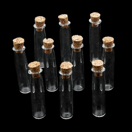 Masteelf 10Pcs Cylinder Glass Bottle With Cork For Friendship 4.5X1.0X1.0In