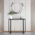 thumbnail image 3 of Console Table, Tempered Glass Entryway Table, Modern Sofa Table with Black Metal Frame Narrow Side Table for Hallway Living Room Entryway(Black), 3 of 6