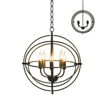 Gymax 20'' 5-Light Metal Pendant Chandelier w/ Iron Chain Pivoting Interlocking Rings