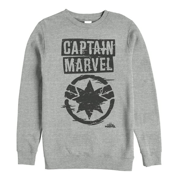 Men's Marvel Captain Marvel Grayscale Star Symbol Sweatshirt Athletic Heather Medium