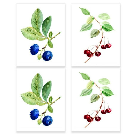 

4 Pieces Wall Art Ornament Simple Style Fruit Themed Picture Home Pendant Wall Hanging Paintings for Home Living Room Adornment