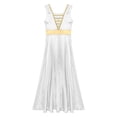 thumbnail image 6 of TSSOE Women Metallic Cross Praise Dance Dress Worship Dancewear Ruffle Overlay Maxi Dress White 4XL, 6 of 7